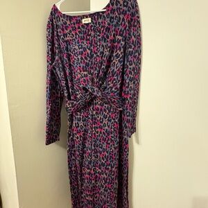 Pact Pink and Black Long Sleeve Dress